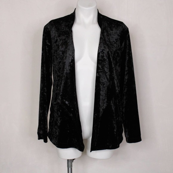 NWT Bobeau Black Velvet Open Cardigan Sweater - Picture 2 of 10